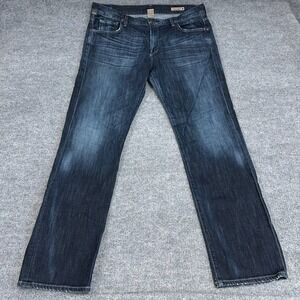 Citizens Of Humanity Sid Straight Blue Collar Jeans Mens 38x33 Dark Wash Faded